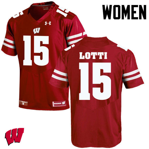 Wisconsin Badgers Women's #15 Anthony Lotti NCAA Under Armour Authentic Red College Stitched Football Jersey VP40N32ZR